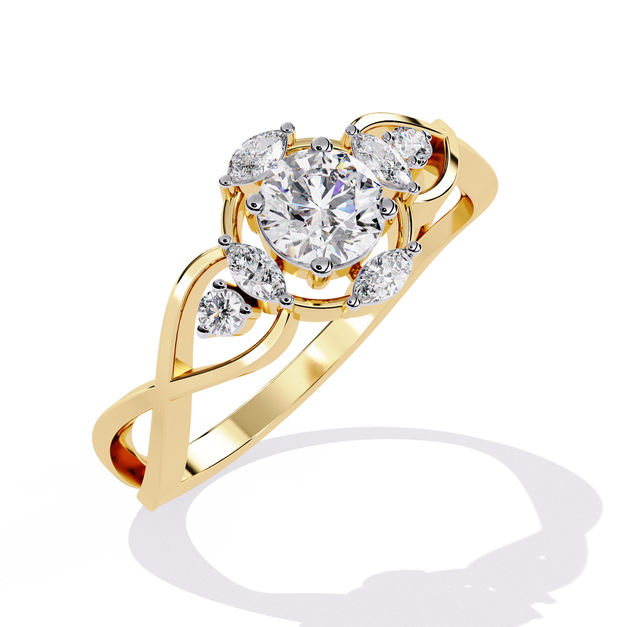 Solitairekart 0.46ct Lab Grown Diamond Multi-Stone Ring, 14k Yellow Gold